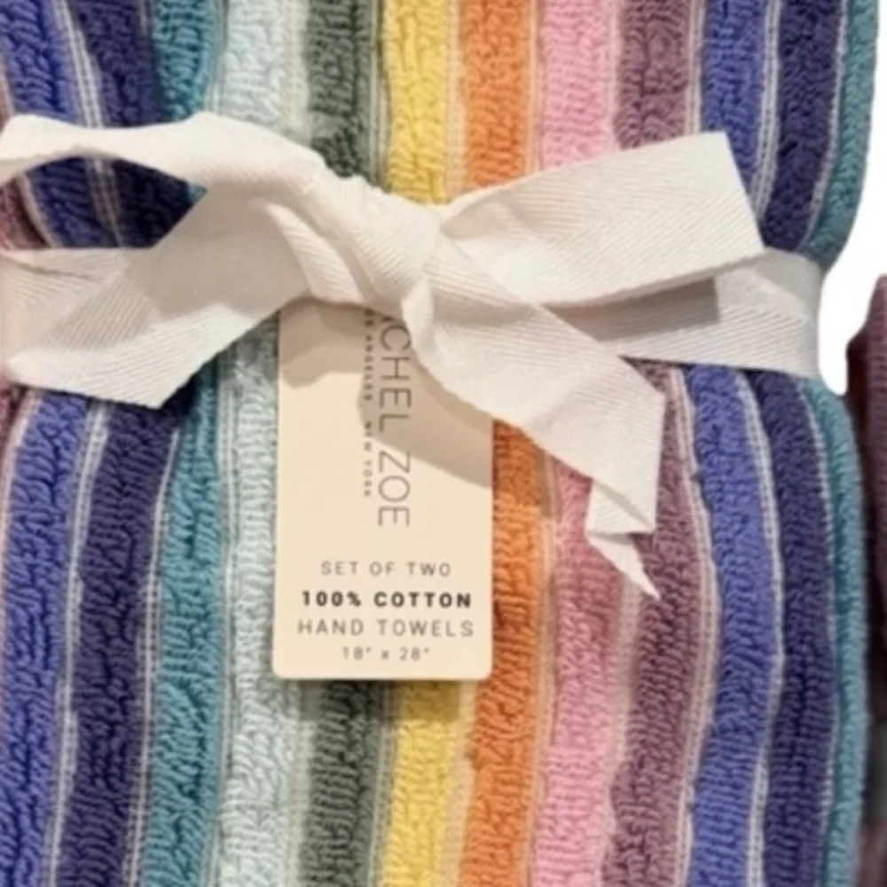 Rachel Zoe 8-Piece Rainbow Stripe Towel Set 100% Cotton | Soft & Plush | Luxury